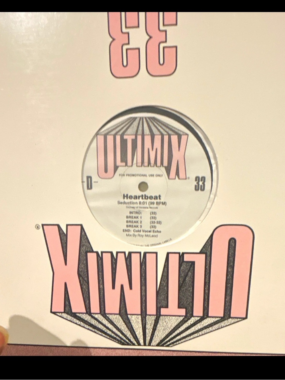'Heartbeat' Promo 12" Vinyl Record - Pink & White